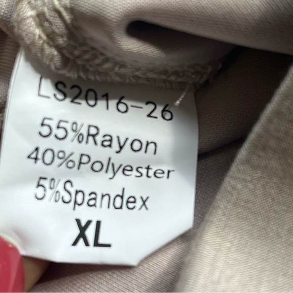 Lillusory Women Beige Elastic Band Drawstring Wide Leg Pants Boho Leisure Sz XL - Picture 7 of 7